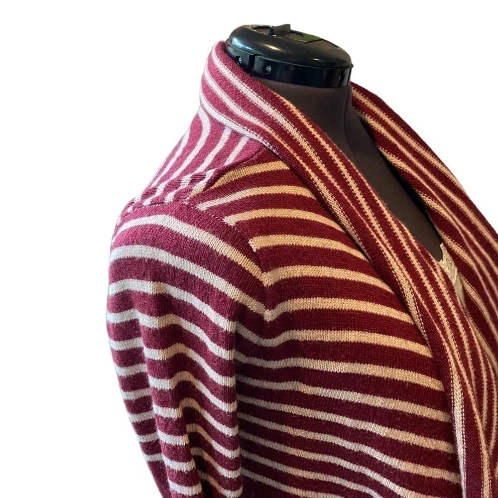 Anthropologie Mystree Large Burgundy gray open front cardigan waterfall hem